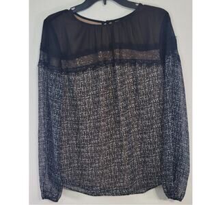 White House Black Market Shirt Womens Size 6 Lace Witchy Goth Whimsical Biker